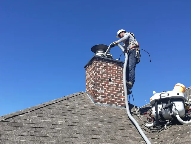 Dedicated West Haven Chimney Sweep team member cleaning a chimney in West Haven, CT