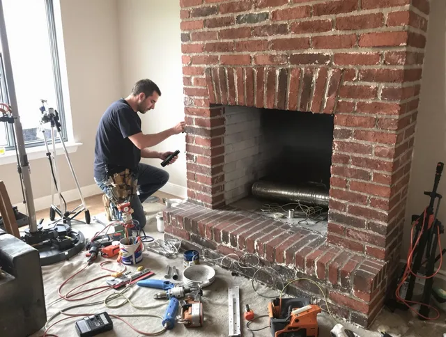West Haven Chimney Sweep specialist finalizing chimney liner service in West Haven, CT