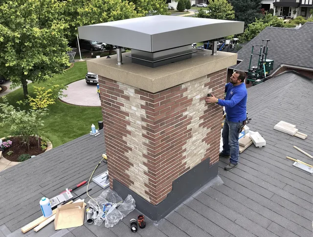 West Haven Chimney Sweep team working on a custom chimney remodel in West Haven, CT