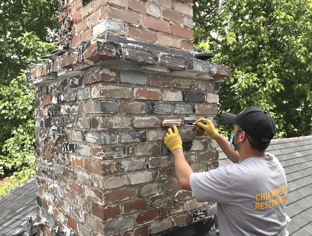 In-progress chimney restoration by West Haven Chimney Sweep in West Haven, CT