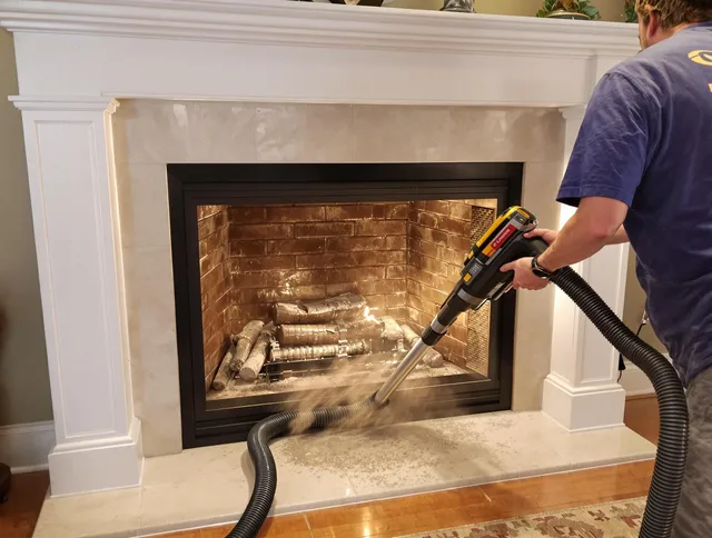Fireplace cleaning performed by West Haven Chimney Sweep in West Haven, CT